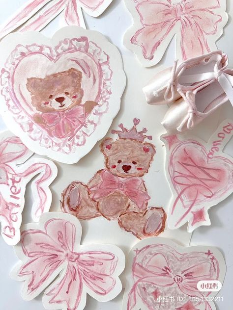 카드 디자인, Arte Inspo, Dessin Adorable, Scrapbook Journal, Cute Crafts, Cute Doodles, الرسومات اللطيفة, Pink Aesthetic, San Valentino