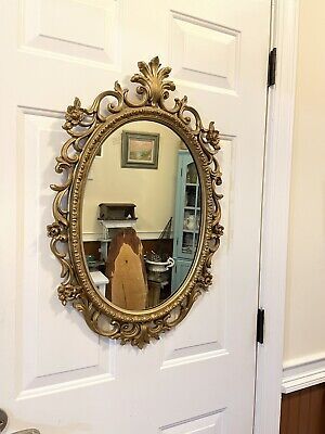 Vtg Gold Ornate Oval Wall Mirror French Country Farmhouse Flowers  | eBay Antique Round Mirror, Mirror Gallery Wall Ideas, Gold Mirror Living Room, Old Money Decor, Green Coquette, Gold Frame Mirror, Vintage Wall Mirrors, Entrance Mirror, Victorian Wall Decor