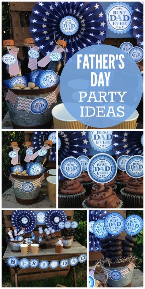 An amazing Father's Day picnic with chocolate donuts and cupcakes and fun party decorations!  See more party ideas at CatchMyParty.com! Fathers Day Theme Ideas, Fathers Day Decorations Party, Fun Party Decorations, Father's Day Party, Fathers Day Brunch, Day Party Ideas, Diy Preschool, Picnic Ideas, Mothers Day Brunch