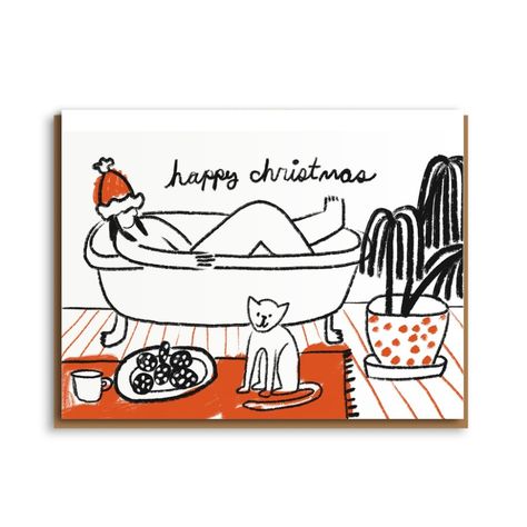 Festive Bath People Ive Loved Letterpress Christmas Card Trendy Stationery, Letterpress Christmas Cards, Letterpress Christmas, Watercolor Branding, Christmas Card Illustration, Ceramic Tree, Baby Elefant, Pen Gift, Penny Black