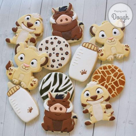 Safari Baby Cookies, Simba Baby Shower, Safari Cookies, Lion King Party, Baby Simba, Lion King Baby Shower, Pastel Baby Shower, Lion Birthday