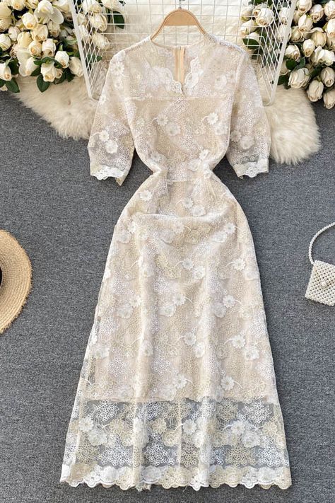 Collar Shirts Women, Lace Party Dress, Women Embroidery, Lace Party Dresses, Short Sleeve Dress Shirt, A Line Dresses, Prom Dresses With Sleeves, Embroidery Lace, Dress Shirts For Women