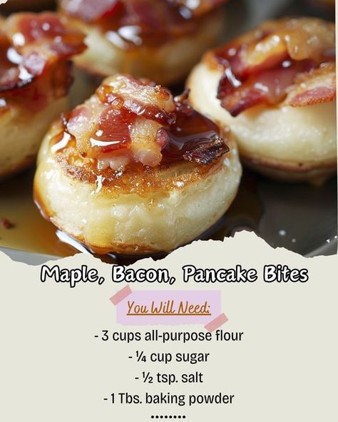 Homemade Pancake Mix Recipe, Maple Bacon Pancakes, Bacon Pancake, Homemade Pancake Mix, Bacon Pancakes, Maple Frosting, Pancake Bites, Pancakes And Bacon, Mini Pancakes