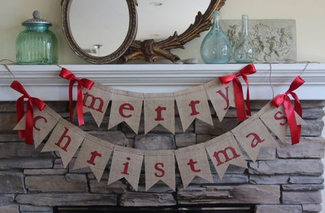 Xmas Garland, Affordable Christmas Decorations, Christmas Burlap, Banner Christmas, Pennant Flags, Christmas Bunting, Merry Christmas Banner, Christmas Banner, Burlap Christmas