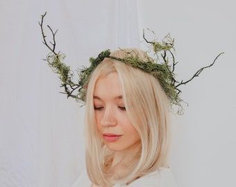 Forest Crown, Twig Crown, Fae Costume, Wildflower Crown, Woodland Crown, Elven Queen, Fairytale Bridal, Bridal Wreath, Leaf Crown