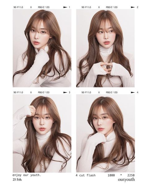 Hair Inspo Asian Medium, Korean Bangs Hairstyle, Korean Long Hair, Korean Haircut, Korean Hair Color, Hair Style Korea, Hair Stylies, Haircuts Straight Hair, Long Hair With Bangs