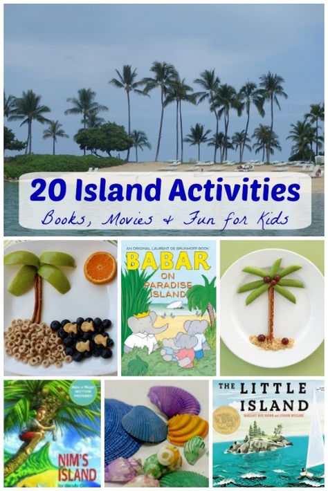 Books, movies, food & activities that are all about islands!  Great for a themed unit Nims Island, Movies Food, Island Activities, Hawaii Theme, Books Crafts, Island Crafts, Fun Indoor Activities, Homeschool Projects, Food Activities