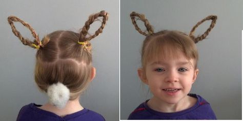 Easter Bunny Ears-   Braid Pipe Cleaners into hair, shape into ears and bobby pin in place, Crazy Hair Boys, Hair Shape, Easter Bunny Ears, Wacky Hair Days, Hairstyles Kids, Going Out Hairstyles, Bows Diy, Wacky Hair, Crazy Hair Day At School