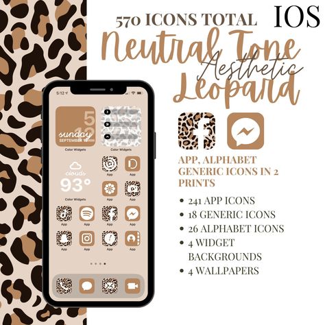 Iphone Homescreen Aesthetic, Neutral Tones Aesthetic, Leopard Aesthetic, Matching Iphone Case, Widget Pics, Iphone Widgets, App Background, Iphone Wallpaper Ios, Iphone Homescreen