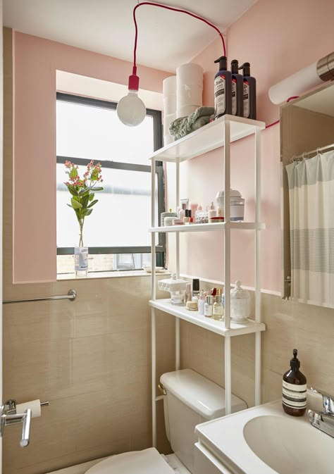 Tiny Nyc Bathroom, Studio Hacks Small Apartments, Nyc Storage Hacks, Small Nyc Apartment Aesthetic Bedroom, Studio Apartment Storage Hacks, Railroad Apartment Ideas, Ikea Apartment Hacks, Tiny Apartment Storage Ideas, Rent Apartment Decorating