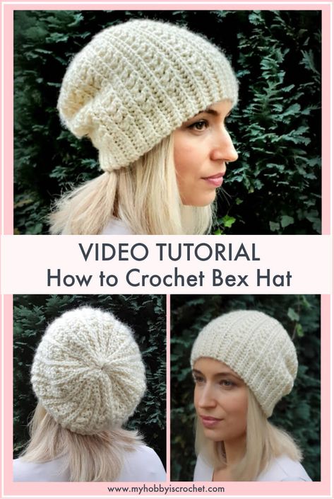 Crochet Bonnets, Crochet Slouchy Beanie Pattern, Crochet Headwear, Crochet Hat Tutorial, Modern Haken, Crochet Slouchy Hat, Crochet Baby Beanie, Easy Crochet Hat, Crochet Sun Hat