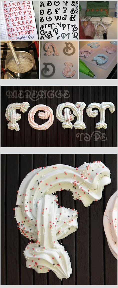 Meringue Letters, Meringue Recipes, Meringue Desserts, Meringue Recipe, Meringue Kisses, Monogram Cake, Cake Decorating Frosting, Gateaux Cake, Baking Decorating