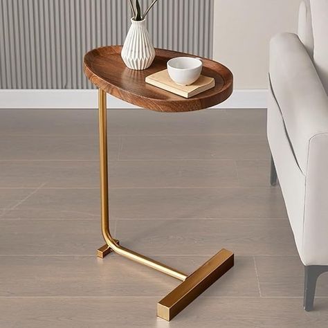 Amazon.com: TRUNYAQI C Shaped Side Table, Small C Table End Table for Sofa and Bedside, Couch Side Tables That Slide Under, Wood C Shaped End Table for Bedroom Living Room, 18”L X 12”W : Home & Kitchen C Tables For Couch, C Tables, Table In Living Room, Small Apartment Coffee Table, Minimalist Side Table, Simple Side Tables, C Table, Oval Coffee Tables, Corner Table