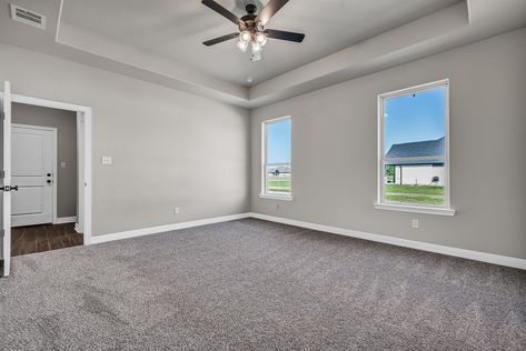 Grey Carpet Beige Walls, Agreeable Gray Paint, Taupe Carpet, Grey Walls White Trim, Greige Walls, Agreeable Gray, Gray Walls, Brick Exterior, Brick Exterior House