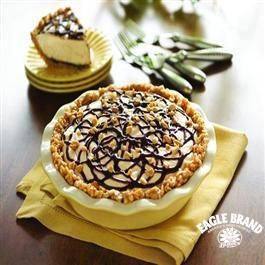 Double Peanut Butter Fudge Pie from Eagle Brand® Peanut Butter Fudge Pie, Peanut Butter Banana Ice Cream, Fudge Pie Recipe, Hot Fudge Topping, Ice Cream Pie Recipe, Ice Cream Pie, Fudge Pie, Butter Fudge, Cream Pie Recipes