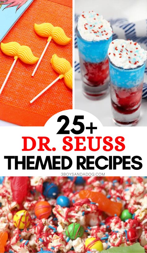 Check out this list of Dr. Seuss Themed Recipes! They're the perfect treats for Dr. Seuss and Cat in the Hat fans. You'll love having these yummy-themed treats! Dr Suess Snacks, Dr Seuss Food Ideas, Fun Cake Pops, Cake Push Pops, Themed Recipes, Layered Jello, Ham Breakfast, Dr Seuss Books, Themed Treats