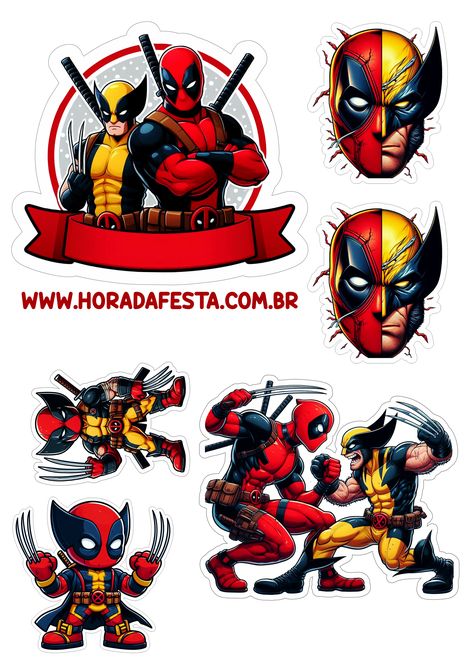 Visite nosso site e tenha acesso a milhares de imagens incríveis para decorar sua festa. Thor Cake Topper Printable, Deadpool Printable Cake Topper, Wolverine Cake Ideas, Deadpool Printable Free, Deadpool And Wolverine Cake Ideas, Wolverine Cake, Deadpool Png, Deadpool Cake, Anime Cake