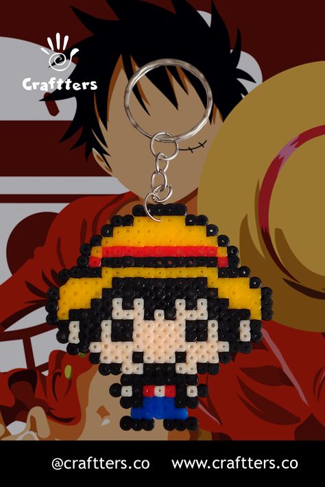 Luffy Perler Beads, Pokemon Bead, Easy Pixel Art, Perler Beads Designs, One Piece Luffy, Perler Bead Patterns, One Piece Manga, Perler Bead, Bead Crochet