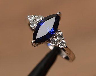 godjewelry on Etsy Blue Sapphire Wedding Ring, Sapphire Wedding Ring, Sapphire Wedding Rings, September Birthstone Rings, Blue Gemstone Rings, Green Amethyst Ring, Sapphire Solitaire, Blue Sapphire Ring, London Blue Topaz Ring