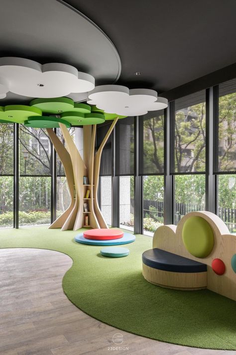 Creche Interior Design, Modern Preschool Design, Kindergarten Reception Design, Aba Clinic Design, Kindergarten Classroom Interior Design, Kindergarten Architecture Concept, Playschool Interiors, Preschool Interior Design, Modern Daycare Design