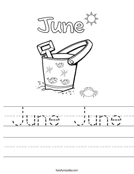 June June Worksheet - Twisty Noodle June Worksheets For Preschool, June Worksheets, Back To School Crafts For Kids, June Activities, Stem Activities Preschool, Twisty Noodle, Happy June, Hello June, Sensory Activities Toddlers