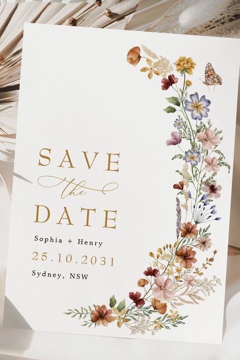 Rustic Boho Garden Flowers Wedding Save the Date Invitation Garden Party Save The Date, Garden Wedding Save The Date, Spring Outdoor, Date Invitation, Boho Garden, Garden Party Wedding, Rustic Boho, Wedding Save The Date, Save The Date Invitations