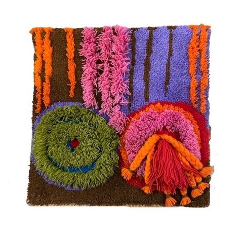 Listed on VNTG.com: Vibrant tapestry rug wall hanging, 1970s | #vntg #vintage 70s Rug, Tapestry Rug, Rug Wall Hanging, Rug Wall, The Seventies, Punch Needle, Wall Hangings, Vintage Design, Vintage Designs