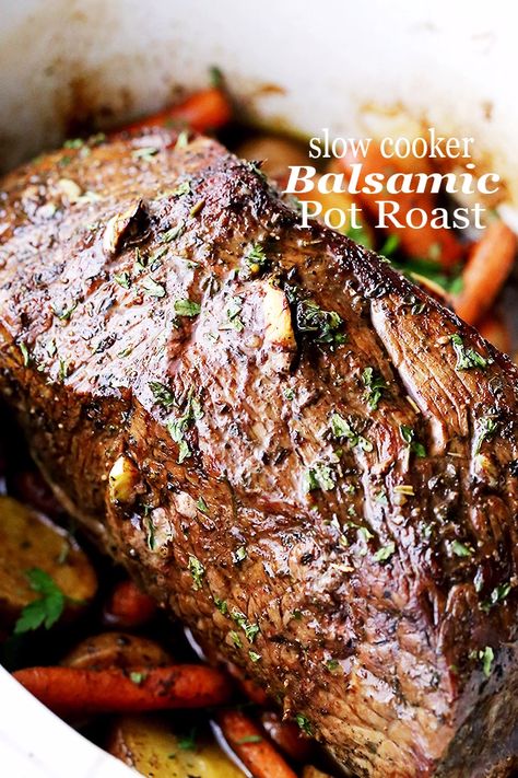 Balsamic Pot Roast, Pot Roast Recipe, Potatoes And Carrots, Beef Pot Roast, Slow Cooker Roast, Crockpot Roast, Pot Roast Slow Cooker, Roast Recipe, Pot Roast Recipes