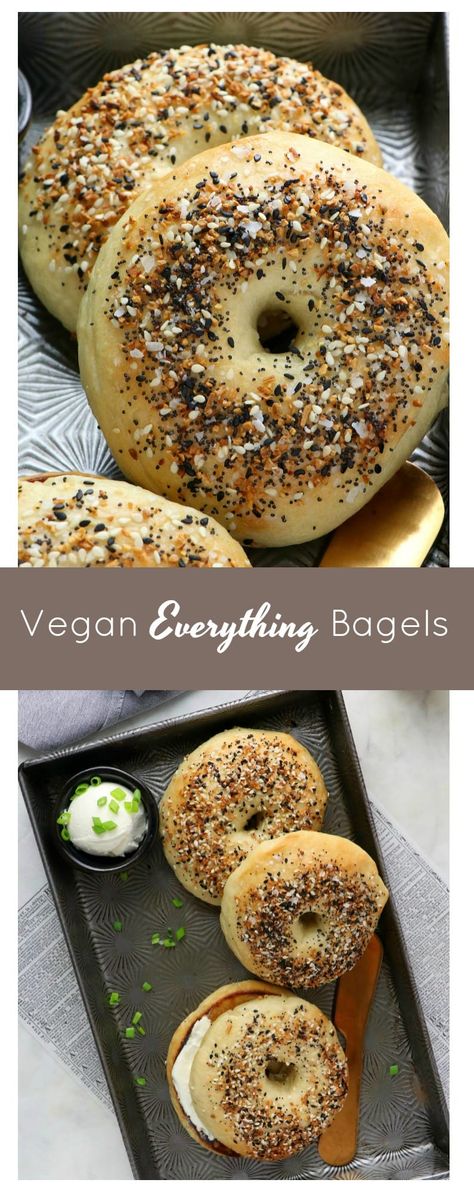 Easy Vegan Everything Bagels Vegan Everything Bagel, Vegan Bagels, Vegan Bagel, Everything Bagels, Vegan Breads, Vegan Bread Recipe, Whole Foods Vegan, Breakfast Vegan, Vegetarian Meal Plan