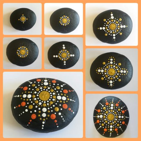 tuto mandalas sur galet Aboriginal Dot Painting, Diy Rock Art, Mandala Rock Art, Stone Art Painting, Painted Rocks Kids, Geometric Drawing, Painted Rocks Diy, Rock Painting Patterns, Mandala Rocks