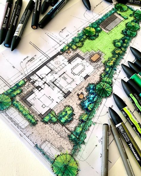 @mutonisketches Felt pen & alcohol markers on tracing paper Site Plan Rendering, Site Development Plan, Interior Architecture Sketch, Architecture Design Presentation, Architecture Design Process, Landscape Design Drawings, Model Architecture, Furniture Design Sketches, Freehand Drawing