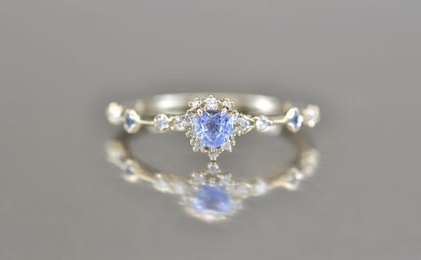 Blue Sapphire Heart Ring, Something Blue Ring, Heart Sapphire Ring, Sapphire Promise Ring, Blue Rings Engagement, Blue Promise Rings, Heart Rings Engagement, Pretty Wedding Ring, Sapphire Heart Ring