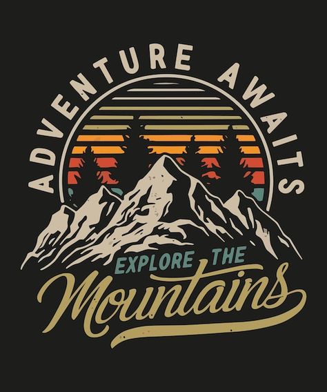 🌲 Adventure awaits in the mountains! 🏞️ Embrace the spirit of wanderlust with our captivating graphic art print. Perfect for nature lovers and explorers seeking to bring the outdoors into their home. Whether you're decorating a cabin retreat or adding a touch of adventure to your urban oasis, let this print inspire your next journey. 🌿 #MountainAdventure #GraphicArt #NatureInspired #Wanderlust Hiking Shirt Design, Mountains Graphic, Travel Tshirt, Album Art Design, Tshirt Design Inspiration, Hiking Shirts, Tshirt Art, Infographic Templates, Adventure Awaits