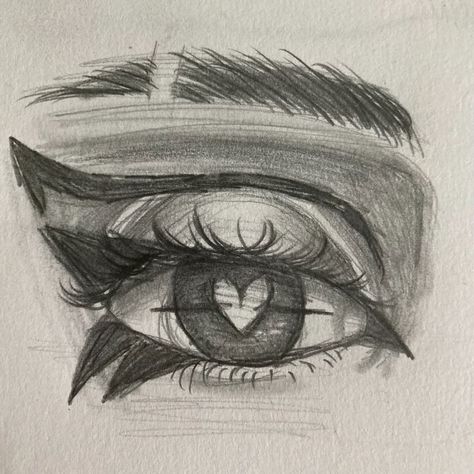 Eyes In Love Drawing, Eyes Sketch Reference, In Love Eyes Drawing, Love Eyes Drawing, Heart Eyes Drawing, Lover Sketch, Sketch Heart, Easy Eye Drawing, Drawing Love