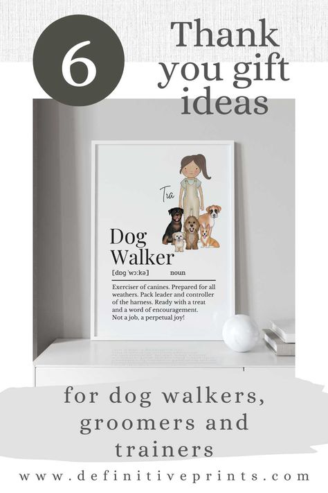 Show your appreciation for your dog’s hardworking caretakers with a special thank you gift! Our selection of unique and thoughtful gifts for dog groomers, walkers and trainers are perfect for expressing your gratitude. Choose from elegant mugs, personalised wall art and definition prints. Whether you’re honoring an individual or a business, your thank you gift will be sure to make a lasting impression. Dog Trainer Thank You Gift, Dog Walker Gift, Pack Leader, Kinds Of Dogs, Positive Reinforcement, Animal Behavior, Dog Walker, Personalised Prints, Dog Sitting