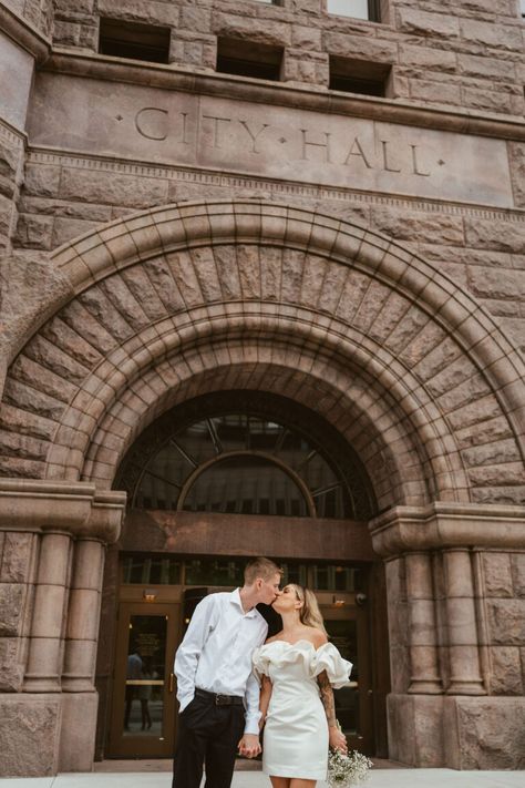 A Minnesota Elopement at Minneapolis City Hall | Samantha + Alex - Elopement Attire, Minneapolis City, Downtown Minneapolis, Wedding Charm, Minneapolis Wedding, Engagement Photo Locations, Wedding Portrait Photography, Intimate Wedding Ceremony, City Hall Wedding