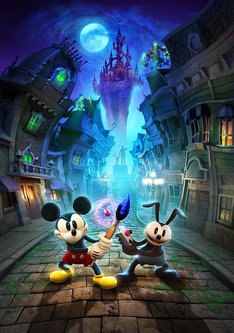 Epic Mickey 2 by Albert Co | InspireFirst Epic Mickey 2, Disney Epic Mickey, Disney Charm, Epic Mickey, Oswald The Lucky Rabbit, Game Developer, Disney Charms, Disney Things, Mickey And Minnie Mouse