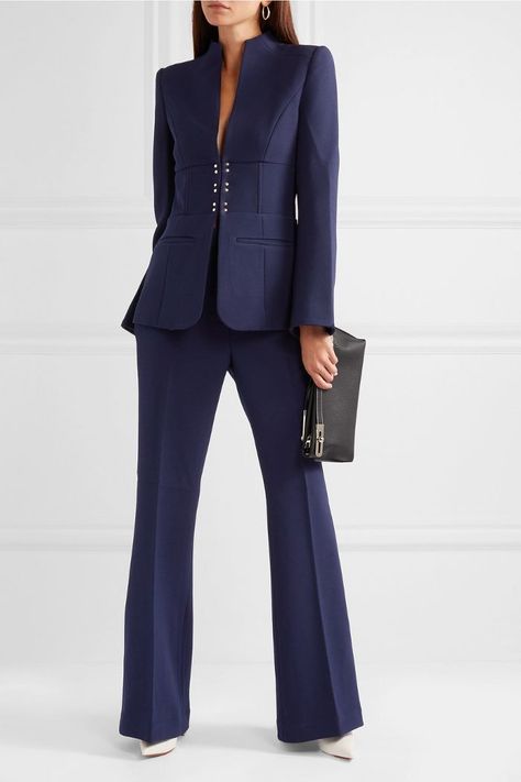 Rebecca Vallance Mimosa Stretch-Crepe Bootcut Pants Pant Suits For Women, Crepe Blazer, Rebecca Vallance, Woman Suit Fashion, Pantsuits For Women, Classy Work Outfits, Bootcut Pants, Business Outfit, Stretch Crepe