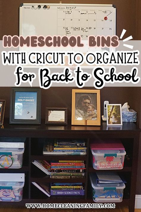 Transform your homeschool space with well-organized bins and personalized labels made with Cricut. This guide walks you through organizing your homeschooling materials, from books to art supplies, in clearly labeled bins. Find out how to use Cricut to make labels that fit your style while making it easier to keep everything in order, boosting productivity for both kids and parents. Diy Homeschool, Cricut Products, Make Labels, Homeschool Room Organization, Homeschool Space, Homeschooling Materials, How To Use Cricut, Using Cricut, Homeschool Room