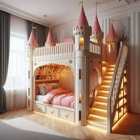 Castle-Shaped Bunk Bed Castle Bed, Luxury Kids Bedroom, Amazing Bedroom Designs, Cool Kids Bedrooms, Kids Room Interior Design, Bunk Bed Designs, Kids Bedroom Inspiration, Home Decor Idea, Princess Room