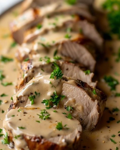 Really good! My wife and I ate half of it at night and the rest for lunch the next day! Creamy Dijon Sauce, Creamy Dijon, Dijon Sauce, Slow Cooker Pork Tenderloin, Pork Entrees, Pork Loin Recipes, Pork Dinner, Tenderloin Recipes, Pork Tenderloin Recipes