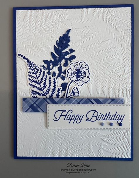 This card celebrates the new In-Color, Orchard Oasis and the new stamp set Nature Prints. The embossing folder is Fern 3D. Visit WWW.Stampingwithbonnielynn.com for all the latest information. Album Background, Sun Prints, Theme Nature, Birthday Stamps, Card Crafting, Scrapbooking Stamps, Embossed Cards, Background Decoration, Flower Stamp