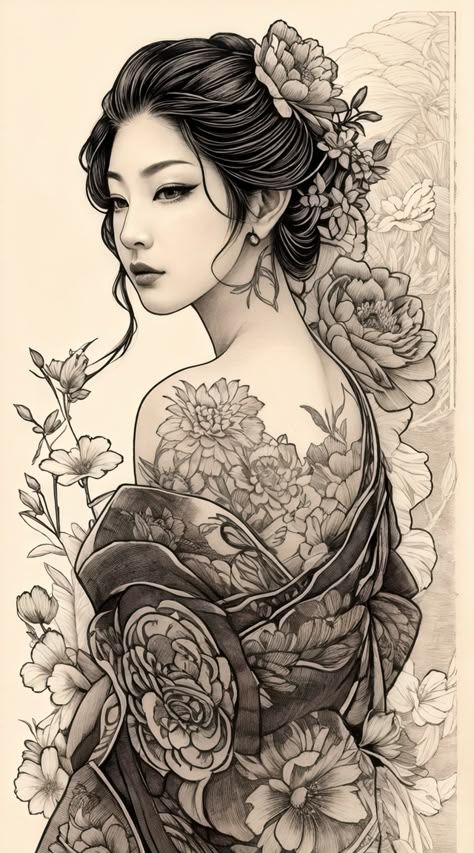 5. DIY and Crafts: #diy, #crafts, #handmade, #creative Chinese Goddess Tattoo, Geisha Tattoos For Women, Geisha Drawing Tattoo, Geisha Art Tattoo, Empress Drawing, Geisha Tattoo Sleeve, Female Samurai Tattoo, Japanese Girl Tattoo, Japanese Geisha Drawing