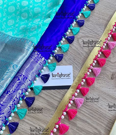 Saree Sungu Design, Krishne Saree Kuchu Tassels, Gonda For Saree, Saree Pallu Resa, Latest Kuchu Designs Saree, Saree Tessels Design Latest, Saree Tassels Designs Latest With Beads, Saree Pallu Kuchu Designs Latest, Saree Kuchu Designs Latest With Beads