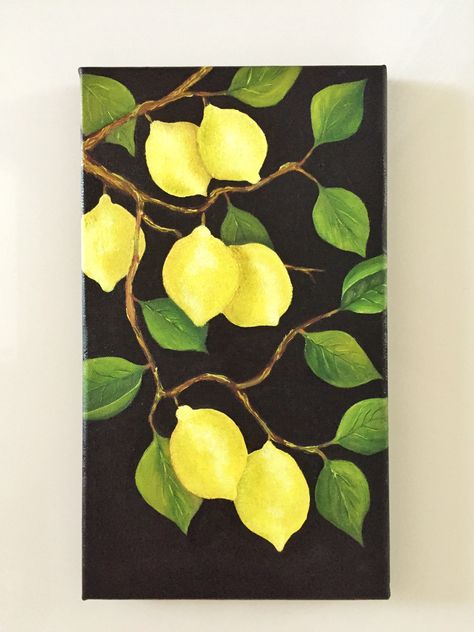 Lemon Tree Painting, Painting Acrylic Easy, Lemon Tree, Ladies Night, Tree Painting, Painting Acrylic, Watercolor Art, Acrylic Painting, Canvas Painting