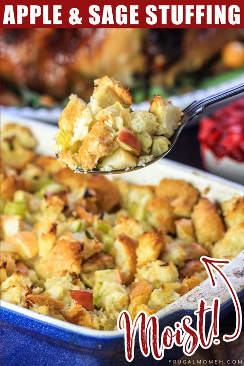 Sage Apple Stuffing, Fall Stuffing Recipes, Sage Stuffing Recipes Thanksgiving, Meatless Stuffing Thanksgiving, Stuffing Recipes Apple, Stuffing Recipes With Apples, Apple Stuffing Thanksgiving, Sage Stuffing Recipes, Apple Stuffing Recipes