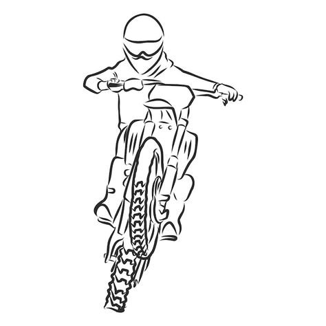 Motor Bike Illustration, Motocross Vector, Dirt Bike Drawings Easy, Dirtbike Tattoo Ideas Motocross, Motorcycle Art Drawing, Motocross Drawing, Dirt Bike Art, Motocross Tattoo Ideas, Tattoo Motocross