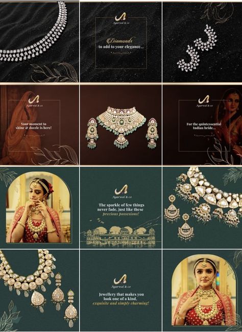 Jewellers Instagram Grid, Indian Jewellery Instagram Layout, Jewellery Polls Instagram, Jewellery Instagram Grid Layout, Jewellery Creatives For Social Media, Jewellery Grid Design, Jewellery Logo Design Ideas Aesthetic, Jewellery Social Media Grid, Jewellery Brand Instagram Grid