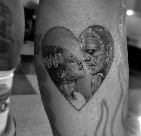 Looking for Black and Grey Fine Line and Single Needle Tattoos? Follow for the latest designs and tattoo reference inspiration @danielcollinsart 
#tattooinspiration #tattooideas #fineline #singleneedle #microrealism #tattoos #blackworktattoo #inked #blackandgrey Frankenstein Wife Tattoo, Frankenstein And Bride Tattoo, Bride Of Frankenstein Tattoo, Frankenstein Wife, Moonlight Tattoo, Frankenstein Tattoo, Frankenstein And Bride, Bride Tattoo, Rose Tattoo On Arm