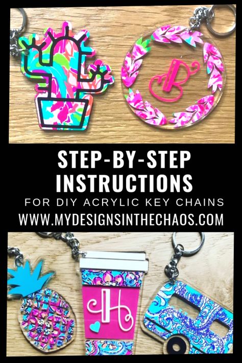 How To Make Keychains, Acrylic Key Chains, Chain Tutorial, Badge Reels Diy, Diy Resin Keychain, Tattoo Diy, Acrylic Keychains, Diy Tattoo, Silhouette Vinyl